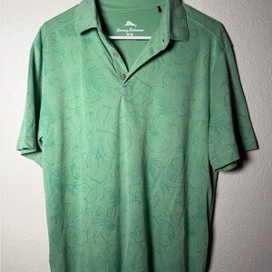 Tommy Bahama Leaf Pattern Polo Shirt - Green